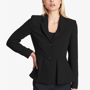 DKNY Women’s Suit Blazer Jacket Peplum Black M 10